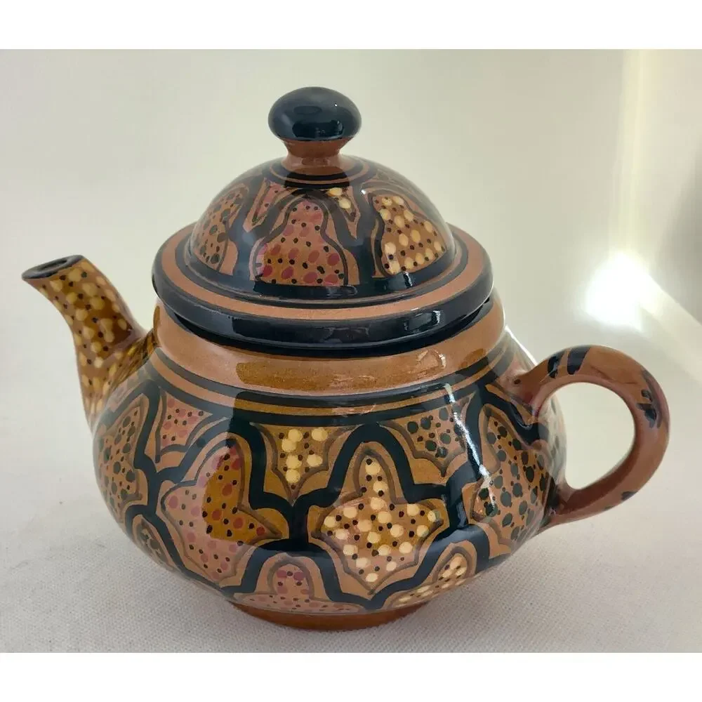 Le Souk Ceramique Tunisian Hand Painted Pottery Teapot Nabeul 8.5